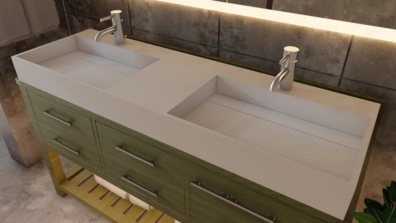 CastelloUSA Amelia 60" Double Bathroom Vanity Top with Sink | Wayfair | Wayfair North America