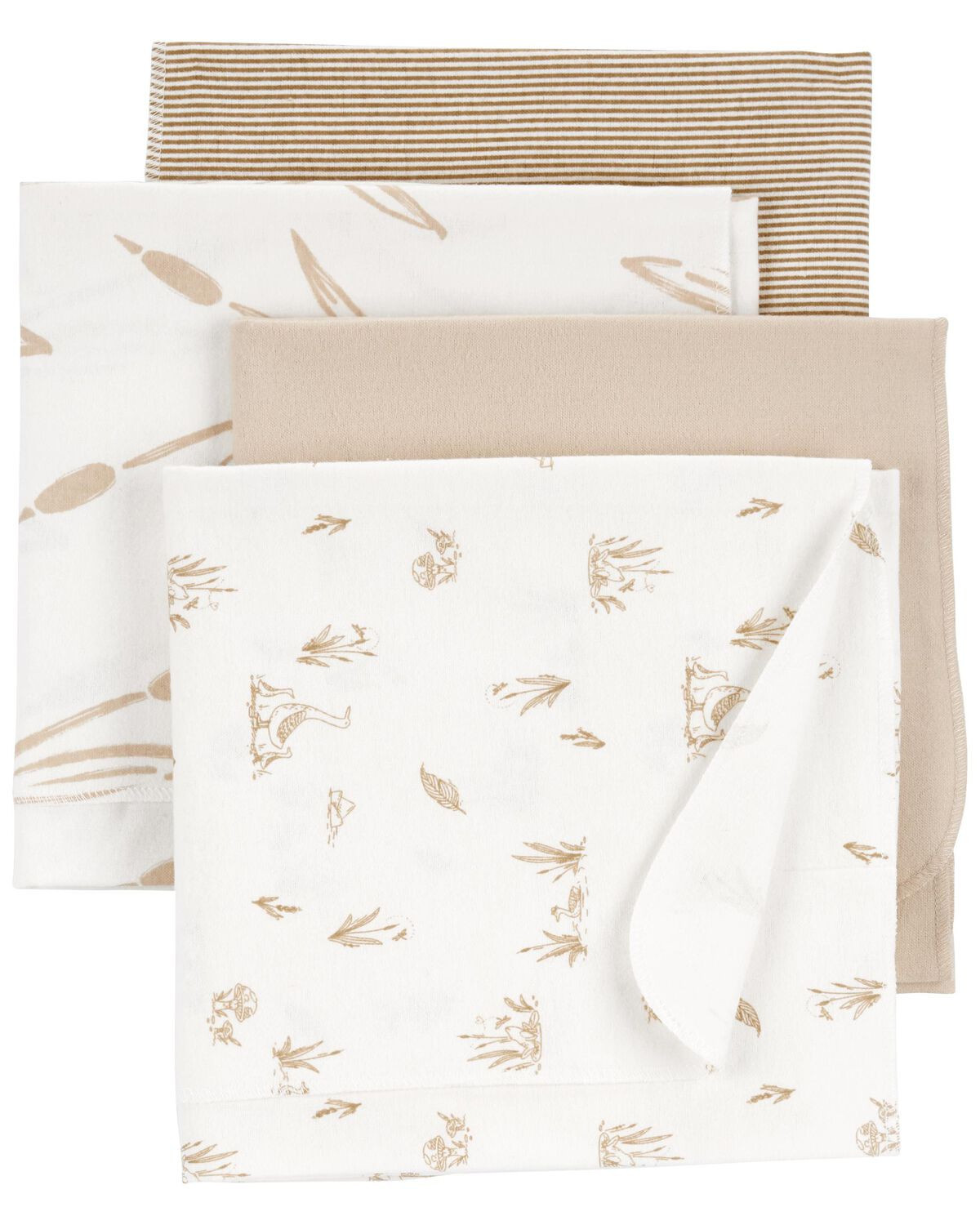Brown/Ivory Baby 4-Pack Duck Receiving Blankets | carters.com | Carter's
