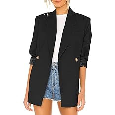 Taodou Womens Casual Blazers Oversized Open Front Peak Collar Buttons Work Office Jacket | Amazon (US)