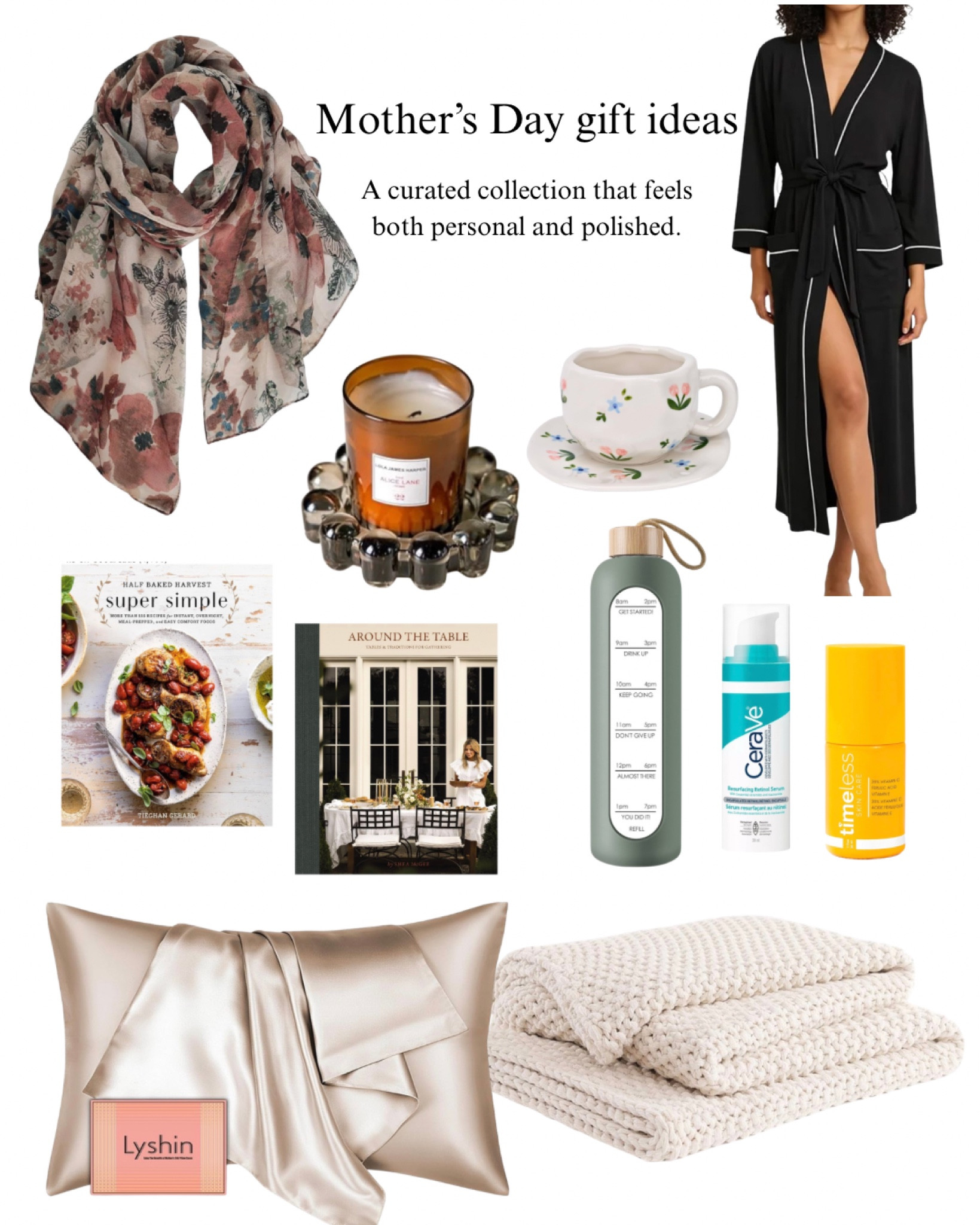 Mother’s Day gift ideas 

The Mother’s Day Edit✨
A curated collection that feels both personal and polished.

A high-quality mulberry silk pillowcase to add a touch of luxury to her nightly routine.

A premium, long-line robe or a chunky knit throw in a neutral cream or oatmeal tone.

A sleek, glass water bottle with a bamboo lid and time markers to encourage wellness.

Cook books, cotton blankets, candles,  Bubble Candle Dish, Coffee Mug with Saucer Set, Retinol Serum, Vitamin C Serum with Vitamin E & Ferulic Acid




#mothersday #gift #mum #mothersdaygifts #mothersdaygiftideas #plant #flowers #greenthumb #indoorplant #garden #flowers #giftidea #giftbasket #gifts #gifting #giftguide

#LTKhome #LTKcanada #LTKgiftguide