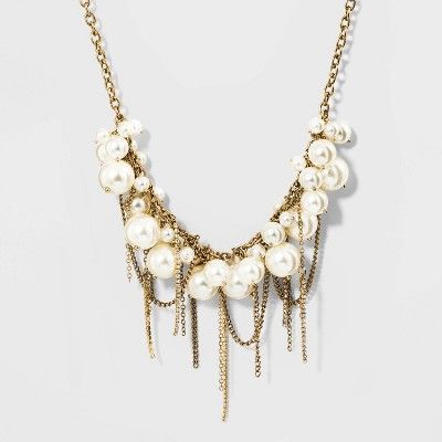 Pearl and Chain Statement Necklace - A New Day™ White | Target