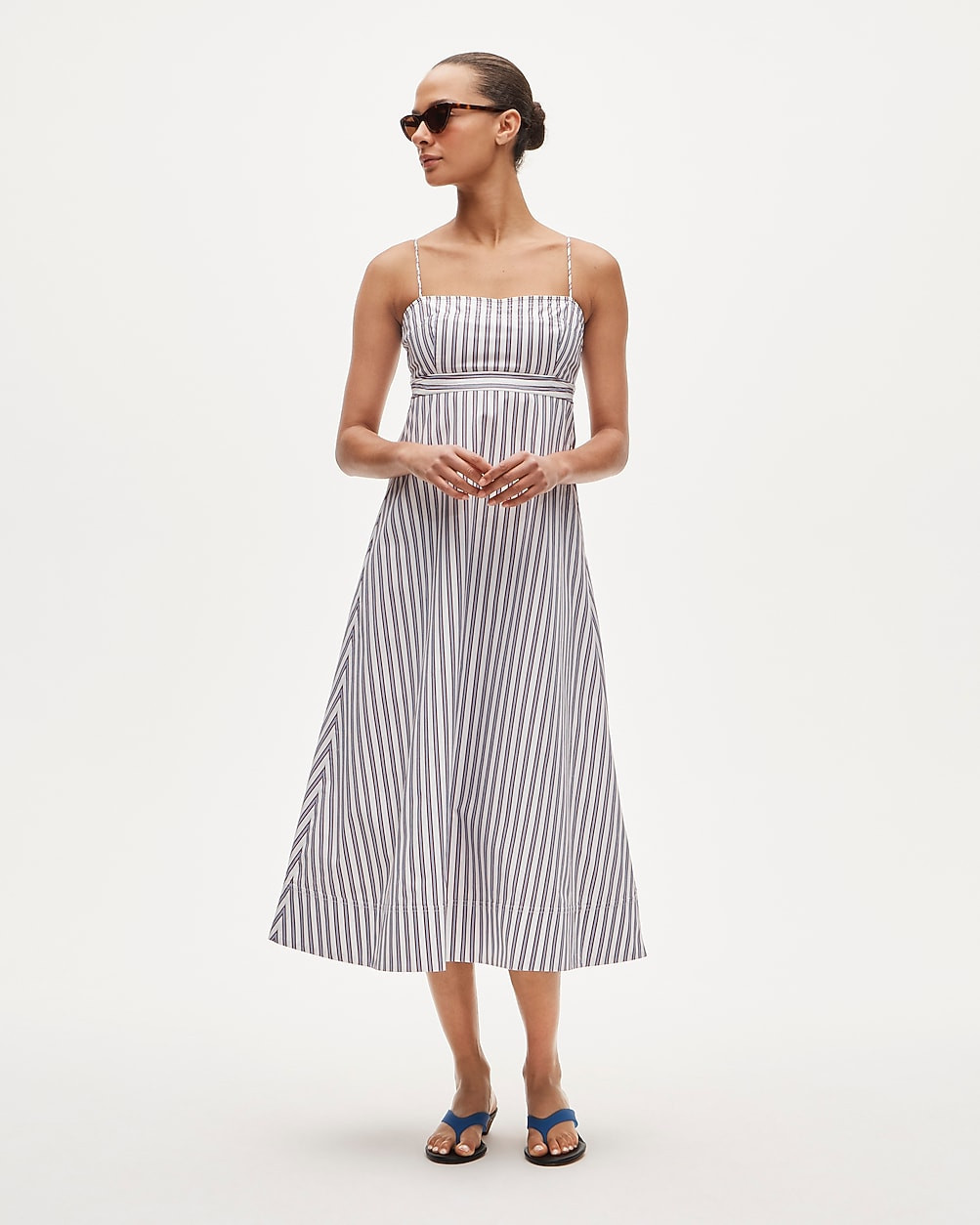 Empire-waist dress in striped cotton poplin | J. Crew US