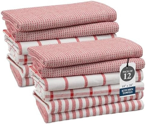 LANE LINEN Kitchen Towels Set of 12-100% Cotton, Quick-Drying 18” x 28” Absorbent Dish & Tea ... | Amazon (US)