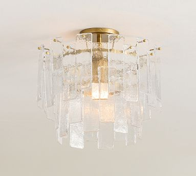 Avalon Cast Glass Round Flush Mount (15") | Pottery Barn (US)