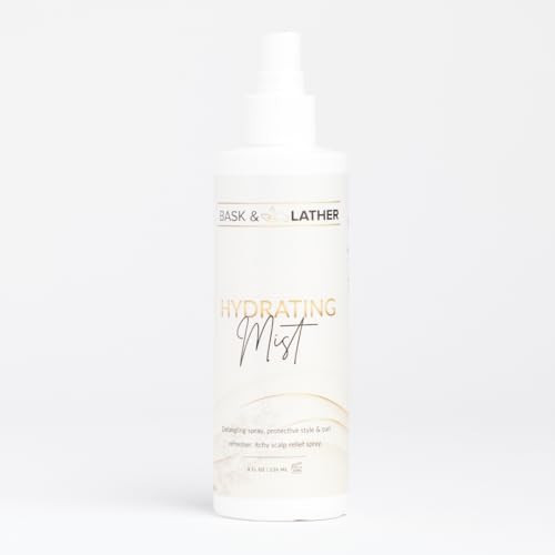 BASK & LATHER Hydrating Hair Mist, Leave-In Conditioner, Itchy Scalp Relief, Detangler, Curl Definer, Aloe Vera, Avocado Oil, For All Hair Types, 8 oz | Amazon (US)