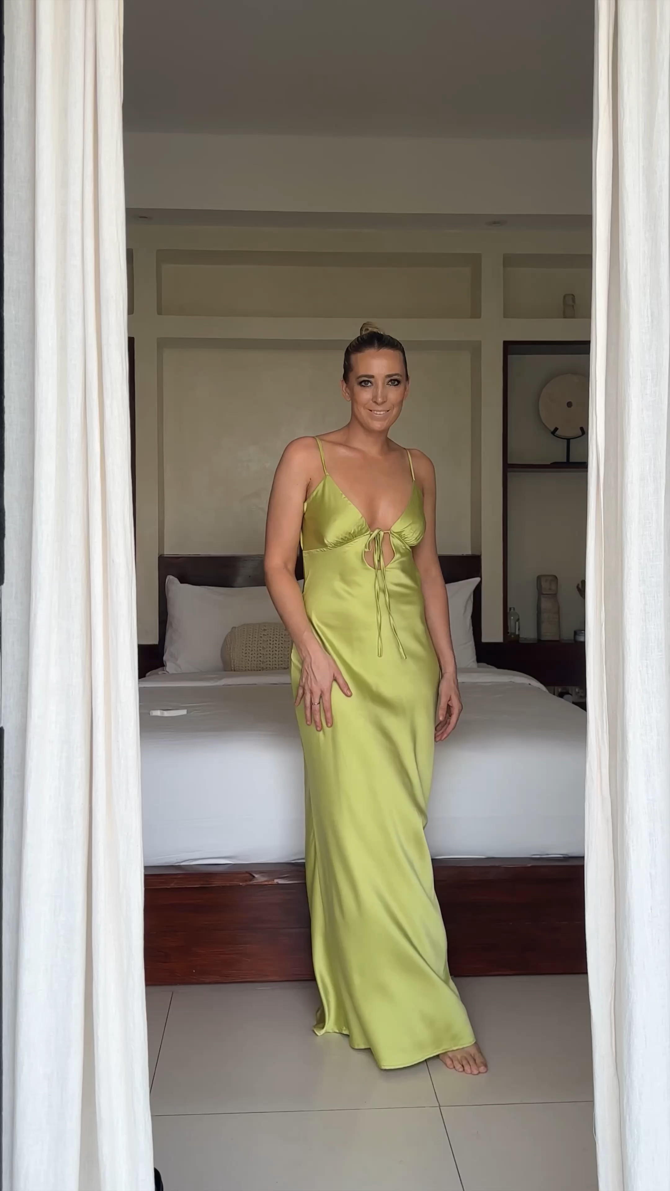 Green summer dress for cocktail party, wearing size 10 satin dress perfect for dinner and getting dressed up 💚 Christmas party 

#LTKaustralia #LTKwedding #LTKHoliday