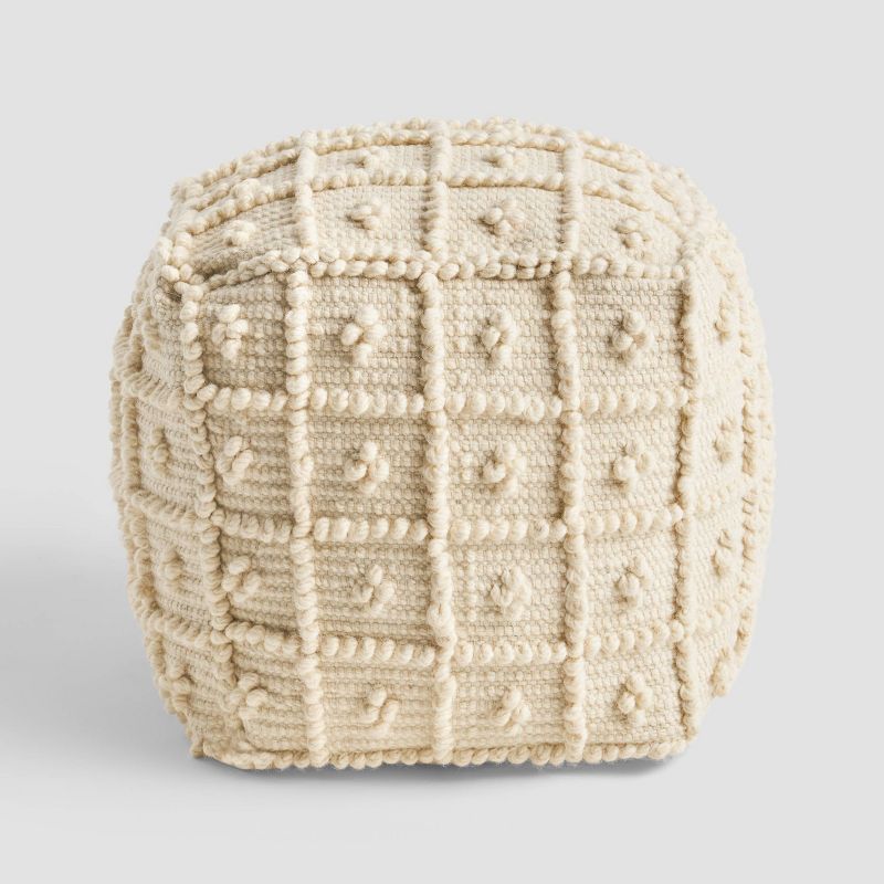 Atwater Boho Ottoman Pouf Ivory - Christopher Knight Home | Target