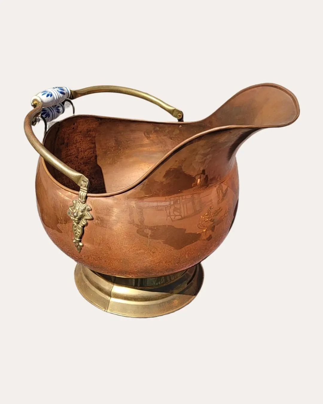 Mid 20th Century Copper Brass Coal Scuttle Ash Bin With Delft Handles Holland | Etsy (US)