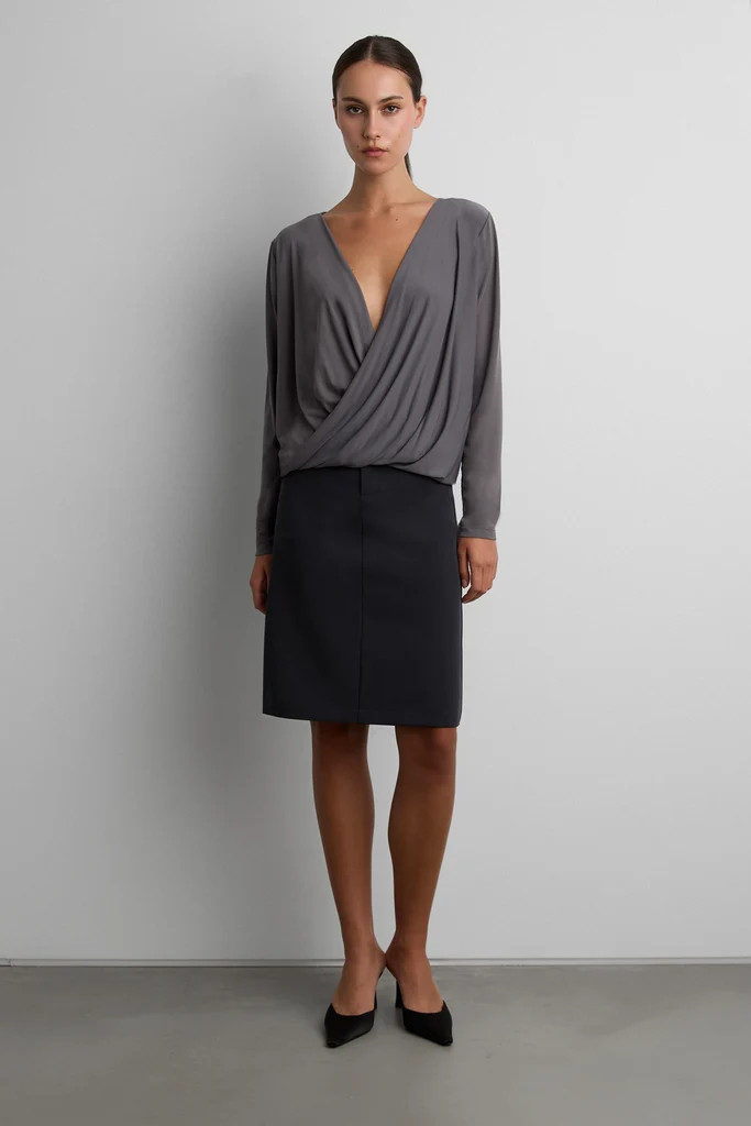DRAPEY WRAP LONG SLEEVE TOP | OAK + FORT