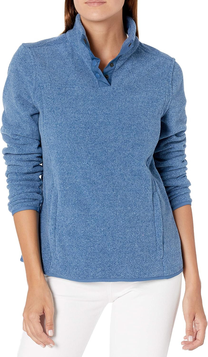 Amazon Essentials Women's Polar Fleece Long Sleeve Mock Neck Relaxed-Fit Popover Jacket with Pock... | Amazon (US)