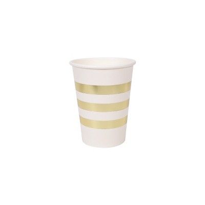 10ct Striped Paper Cups White/Gold - Spritz™ | Target