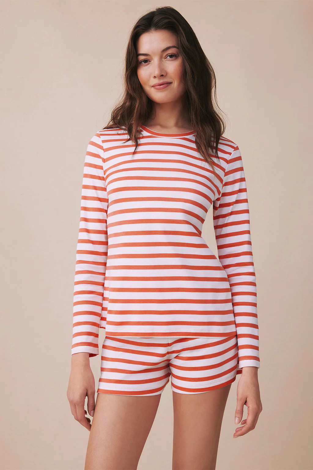 Pima Crew Long-Short Set in Terrace Hull Stripe | Lake Pajamas