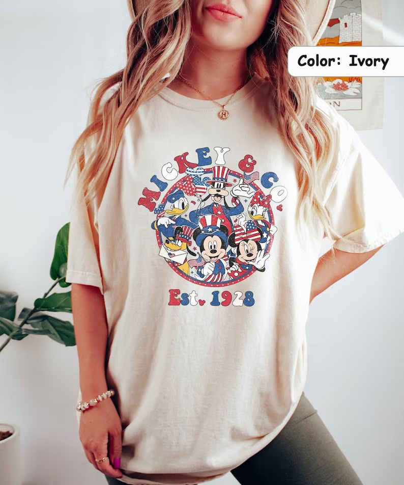 Retro Mickey And Co Est 1928 Shirt, Vintage Disney 4th Of July Shirt, Disney Holiday Shirt, Disne... | Etsy (US)