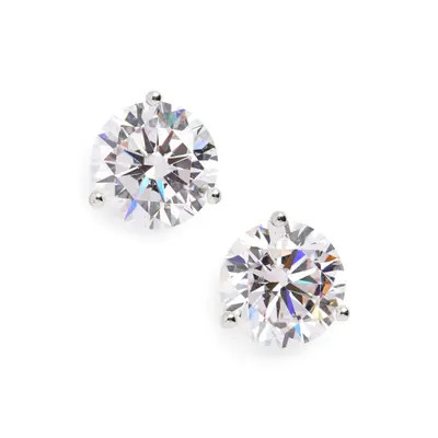 Nordstrom Cubic Zirconia Earrings - 6ct. in Platinum at Nordstrom | Nordstrom
