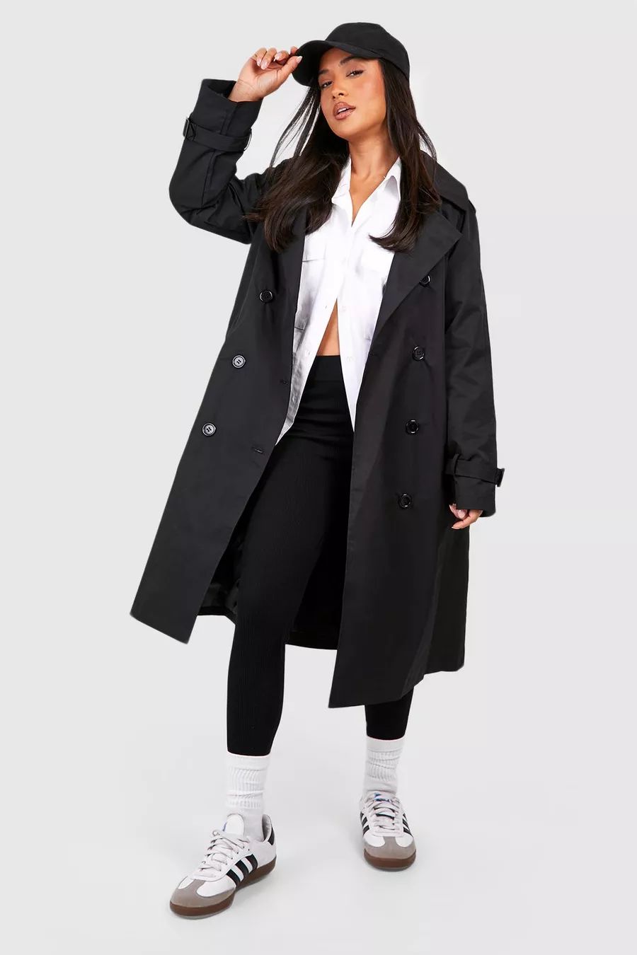 Petite Double Breast Belted Trench Coat | boohoo (US & Canada)