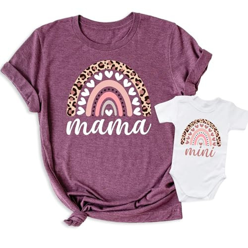 Matching Mama and Mini Shirts, Cute Rainbow Design, Mother and Baby Set, Mommy and Me Outfits, 2-Pack Custom Mother’s Day Gift, Handmade Tops for Women and Baby - Toddler - Youth | Amazon (US)