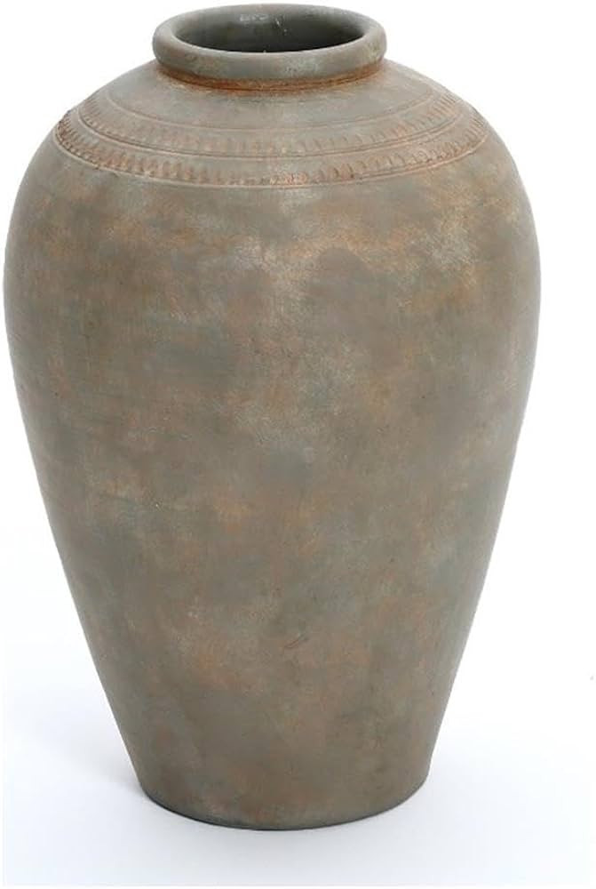 LuxenHome Rustic Ceramic Flower Vase, 14'' Brown Terracotta Urn Vases for Room Decor, Vintage Pot... | Amazon (US)