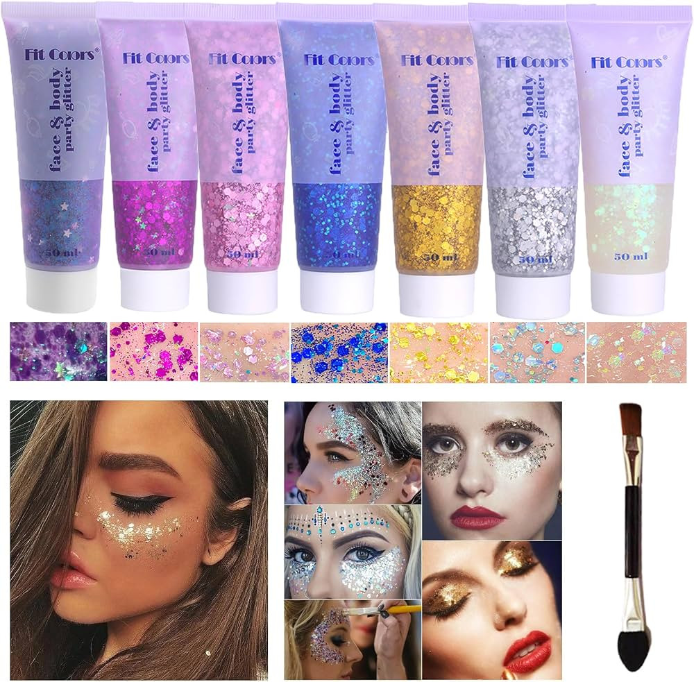 Body Glitter Face Glitter Gel: Singer Concerts Disco Festival Rave Accessories Face Glitter Makeu... | Amazon (US)