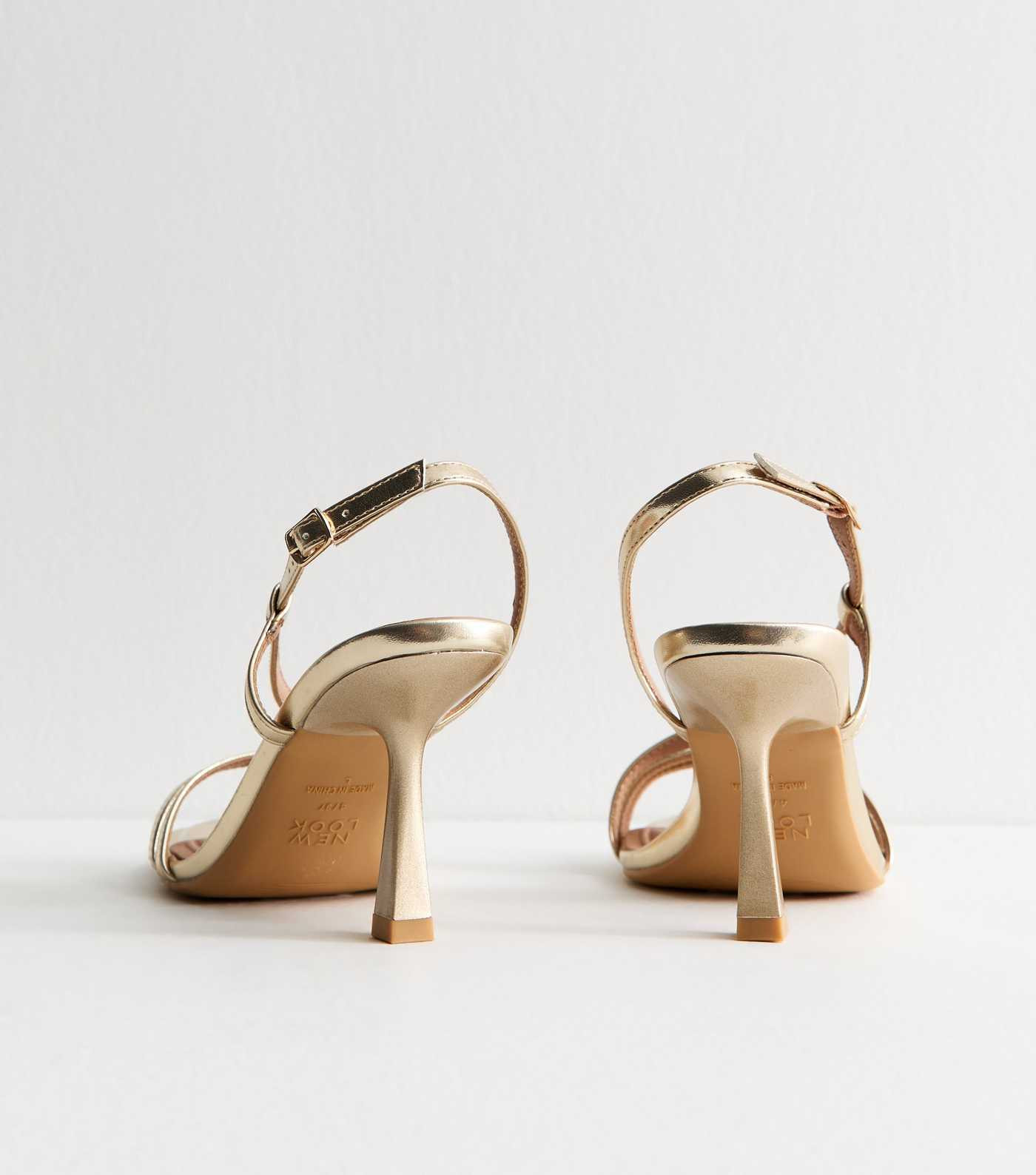 Wide Fit Gold Faux Leather Multi Strap Sandals | New Look | New Look (UK)