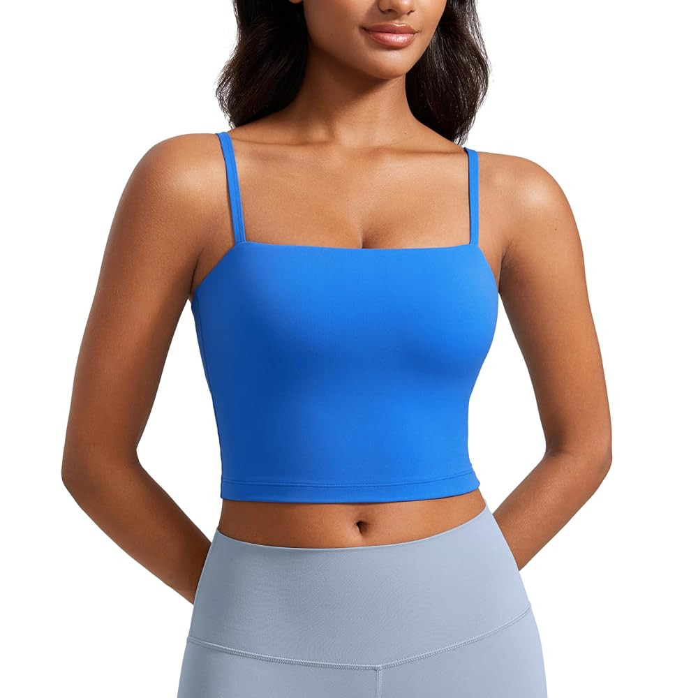 CRZ YOGA Butterluxe Cami Longline Sports Bras for Women - Square Neck Adjustable Padded Workout C... | Amazon (US)