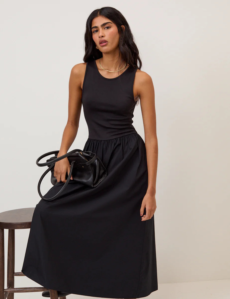 Black Sleeveless Vera Midi Dress | Nobody's Child