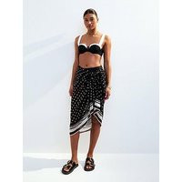 New Look Black Polka Dot Bordered Textured Sarong - Print | Very (UK)