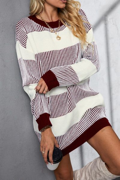 Flying To The Moon Striped Drop-Sleeve Sweater Dress | Cupshe US