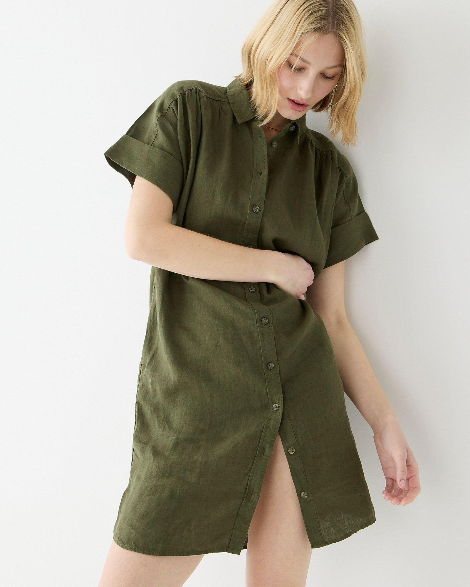 Relaxed-fit short-sleeve Baird McNutt Irish linen shirtdress | J. Crew US