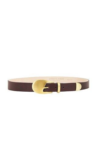 Gold Finish Belt in Chocolate | Revolve Clothing (Global)