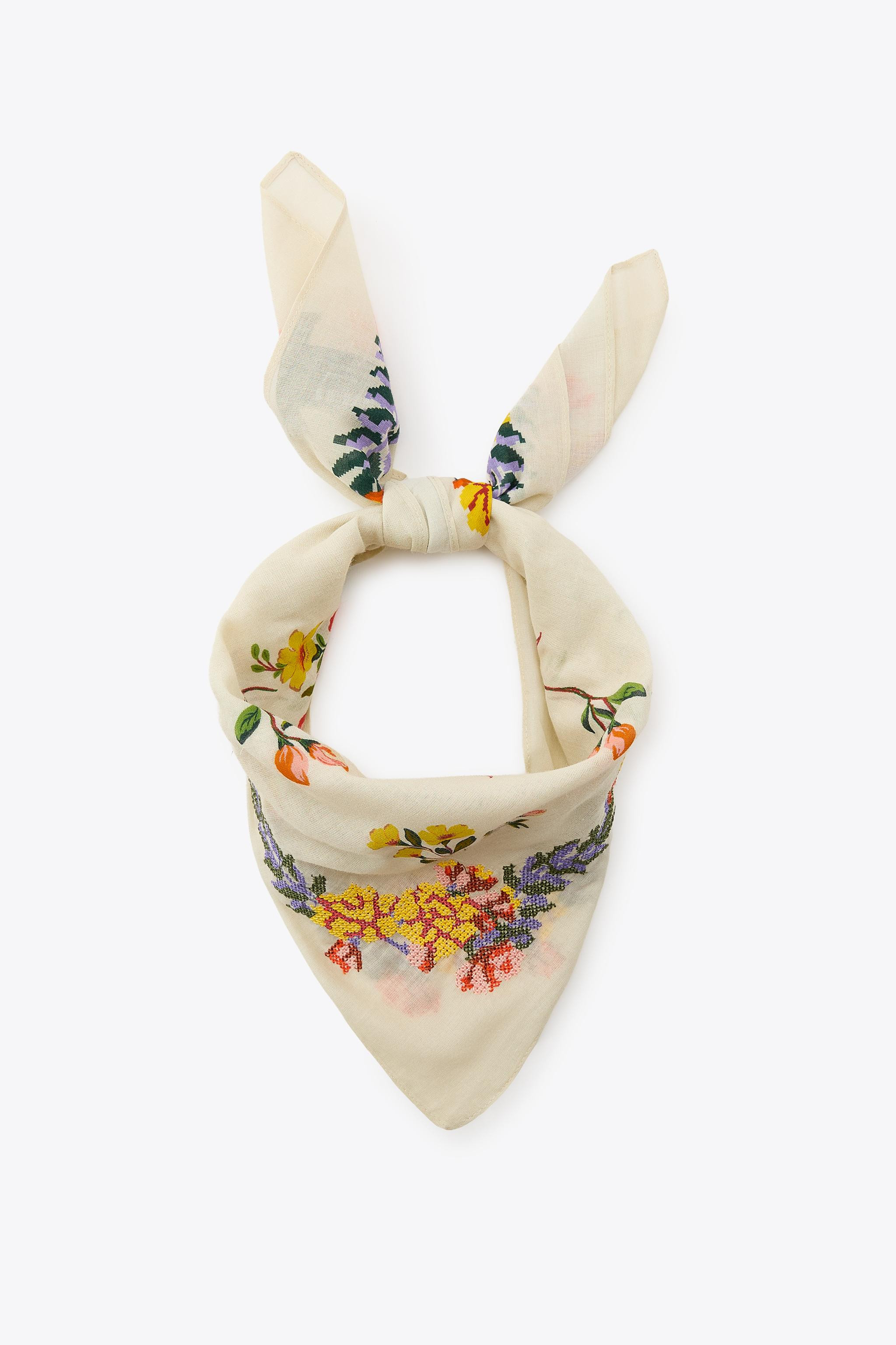 EMBROIDERED COTTON SCARF | Zara US
