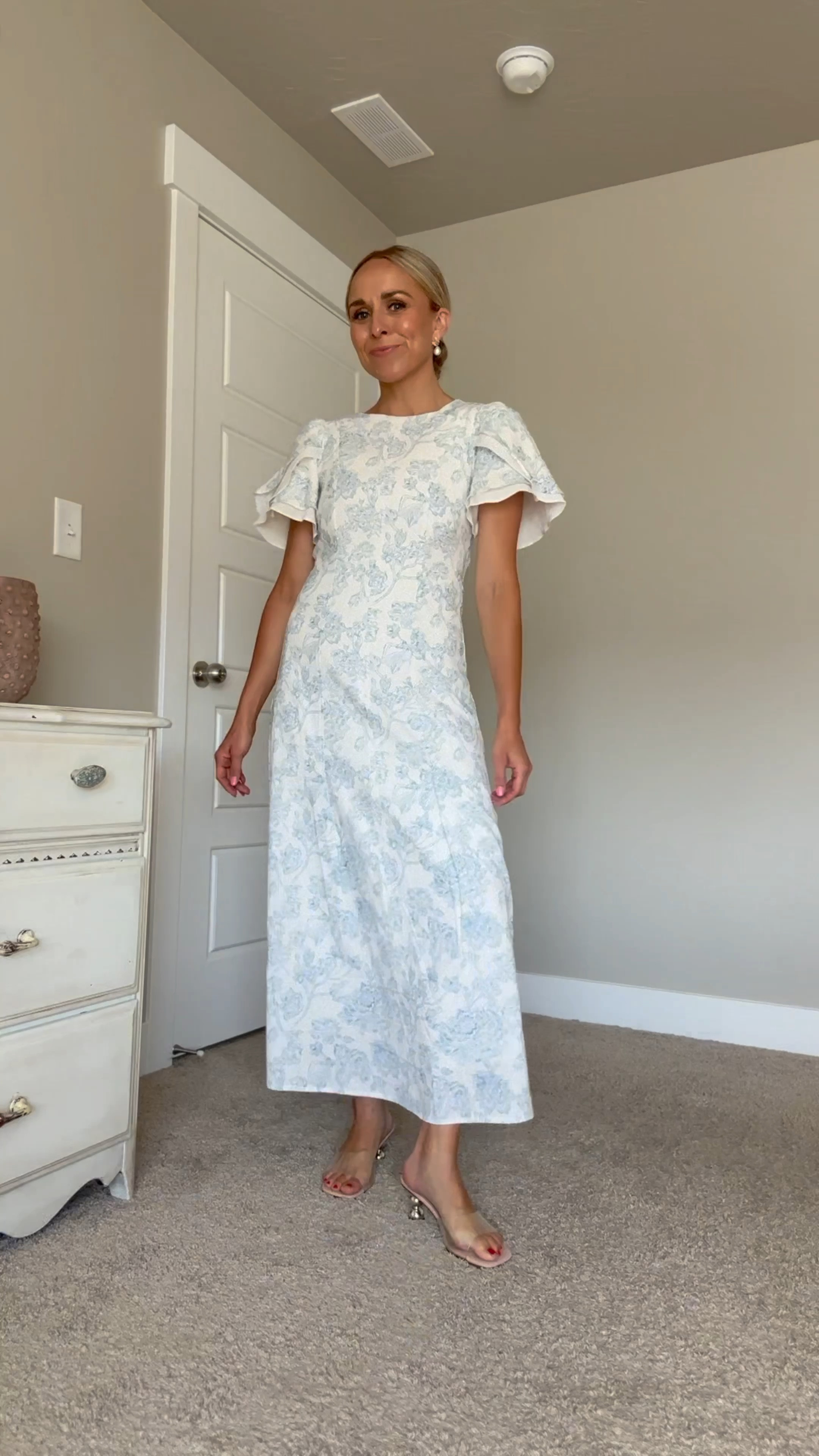 formal ruffle maxi dress Santiago Cut-Out Ruffle Maxi Dress Blush