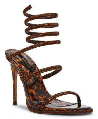 Steve Madden Women's Exotica Rhinestone Embellished Ultra High Stiletto Sandals - Tortoise Rhinestone | Macy's