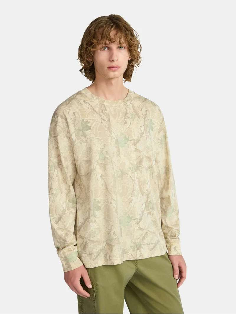 No Boundaries Cotton Oversized Tee with Long Sleeves, Men's & Big Men's | Walmart (US)
