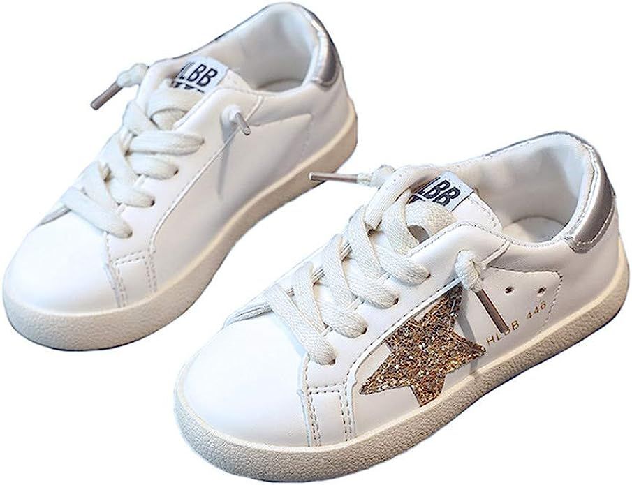 LanXi Girls Kids Spring Sparkle Star Bling Sequins Sneakers Breathable Casual Shoes for Girls Boy... | Amazon (US)