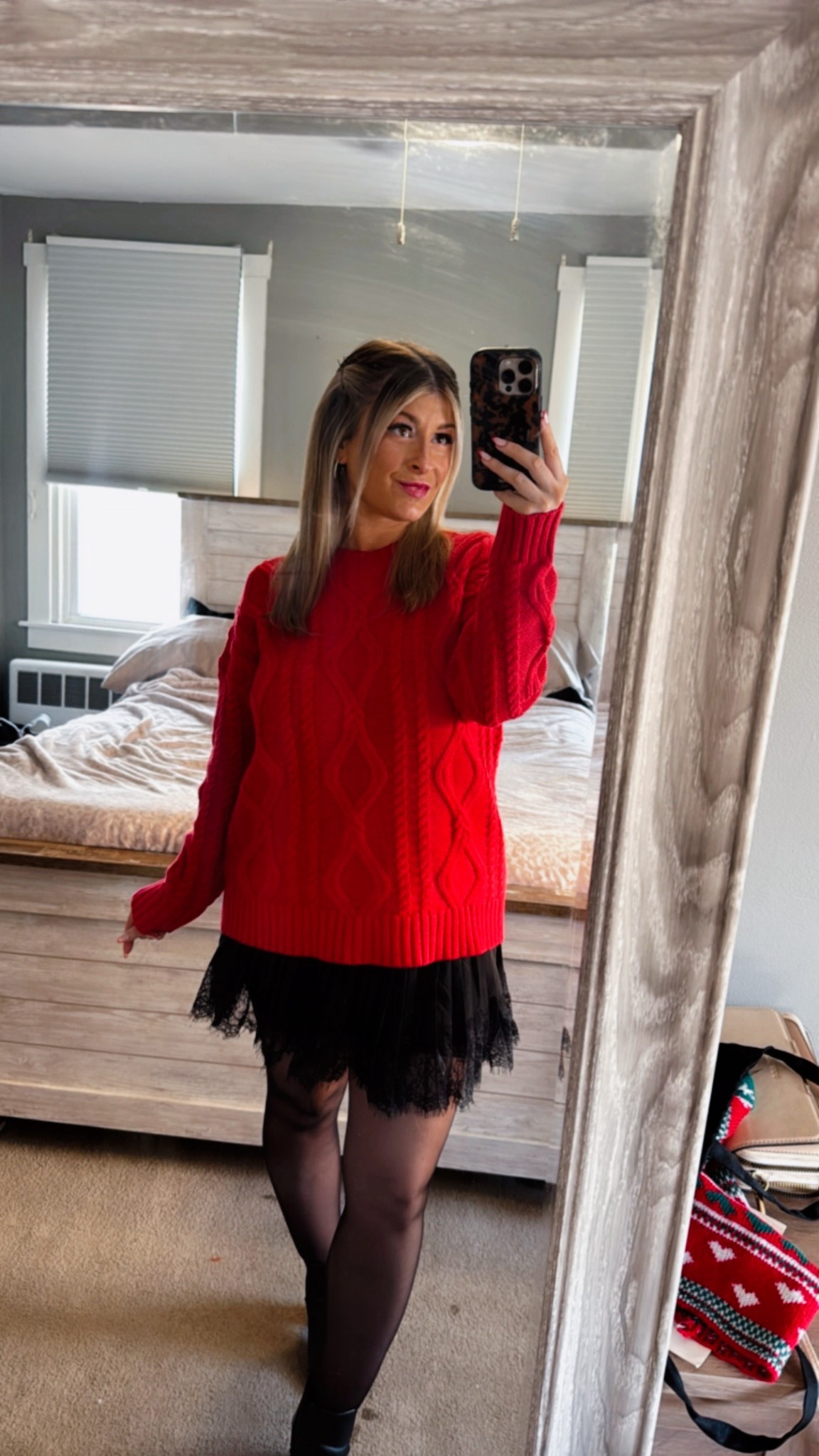 Christmas fit ❤️🎄💚

Christmas sweater 
Christmas outfit 
Skirt 
Stockings 


#LTKSeasonal #LTKHoliday #LTKFindsUnder50