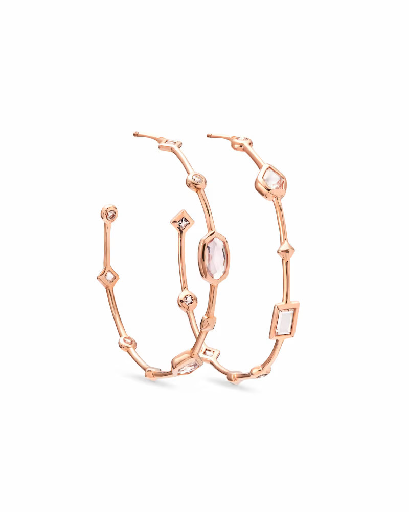 Mei 14k Rose Gold Hoop Earrings in Neutral Gemstone Mix | Kendra Scott