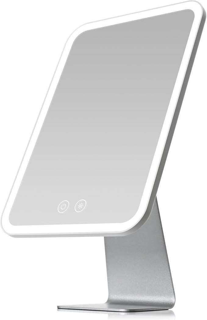 NEZZOE Lighted Makeup Mirror, Metal Table Mirror with Stand, 2000 mAh Rechargeable Vanity Mirror ... | Amazon (US)