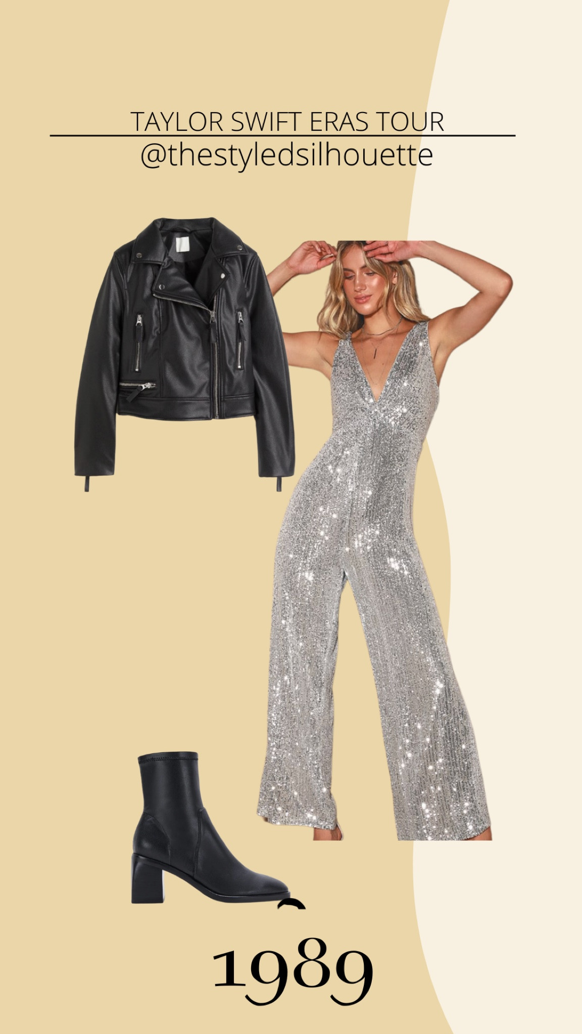 Taylor swift eras tour// reputation// glitter jumpsuit// black leather jacket// black leather booties

#LTKHoliday #LTKsalealert #LTKSeasonal