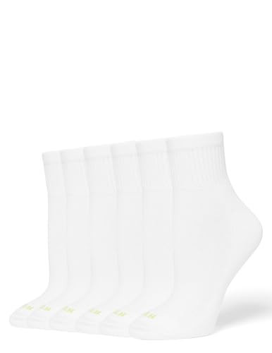 Hue Women's Mini Crew Sock 6-Pack, White, One Size | Amazon (US)
