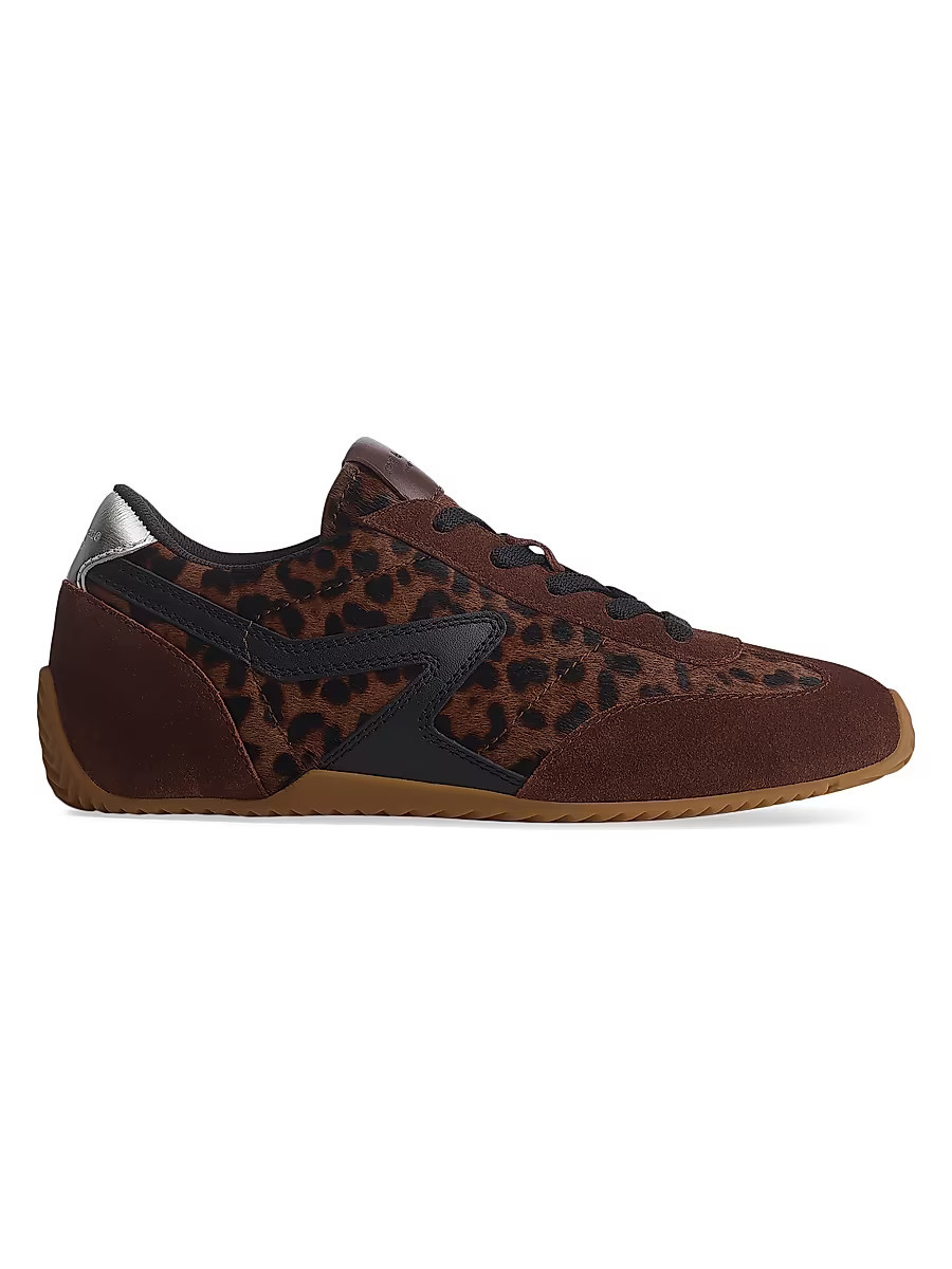 Women's Retro Runner Slim Ultra Suede & Calf Hair Sneakers - Leopard Mocha - Size 7.5 | Saks Fifth Avenue