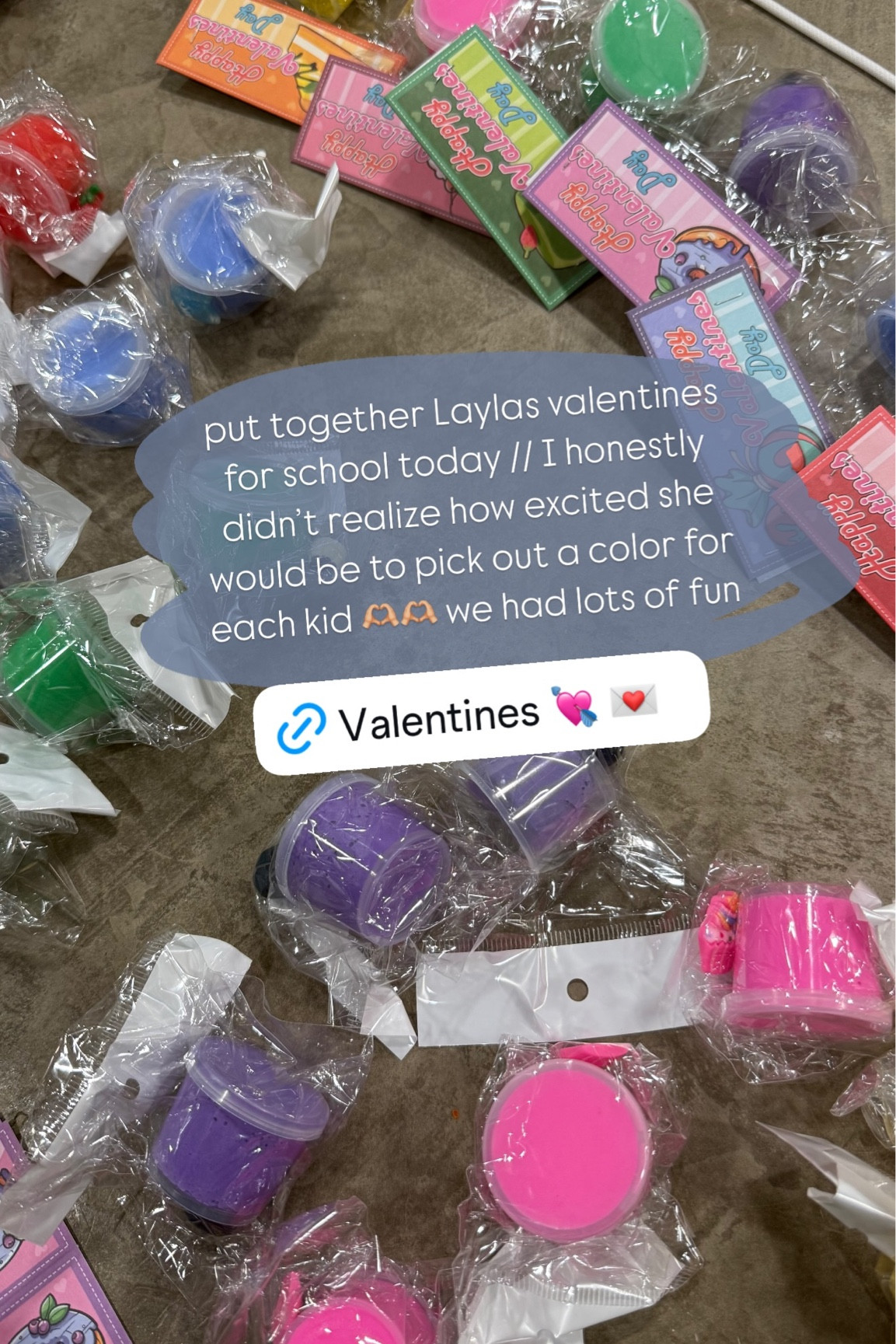 put together Laylas valentines for school today // I honestly didn’t realize how excited she would be to pick out a color for each kid 🫶🏼🫶🏼 we had lots of fun //valentines classroom gifts / valentines gifts for kids / slime for kids / kids gifts / classroom gifts 

#LTKGiftGuide #LTKSeasonal #LTKKids