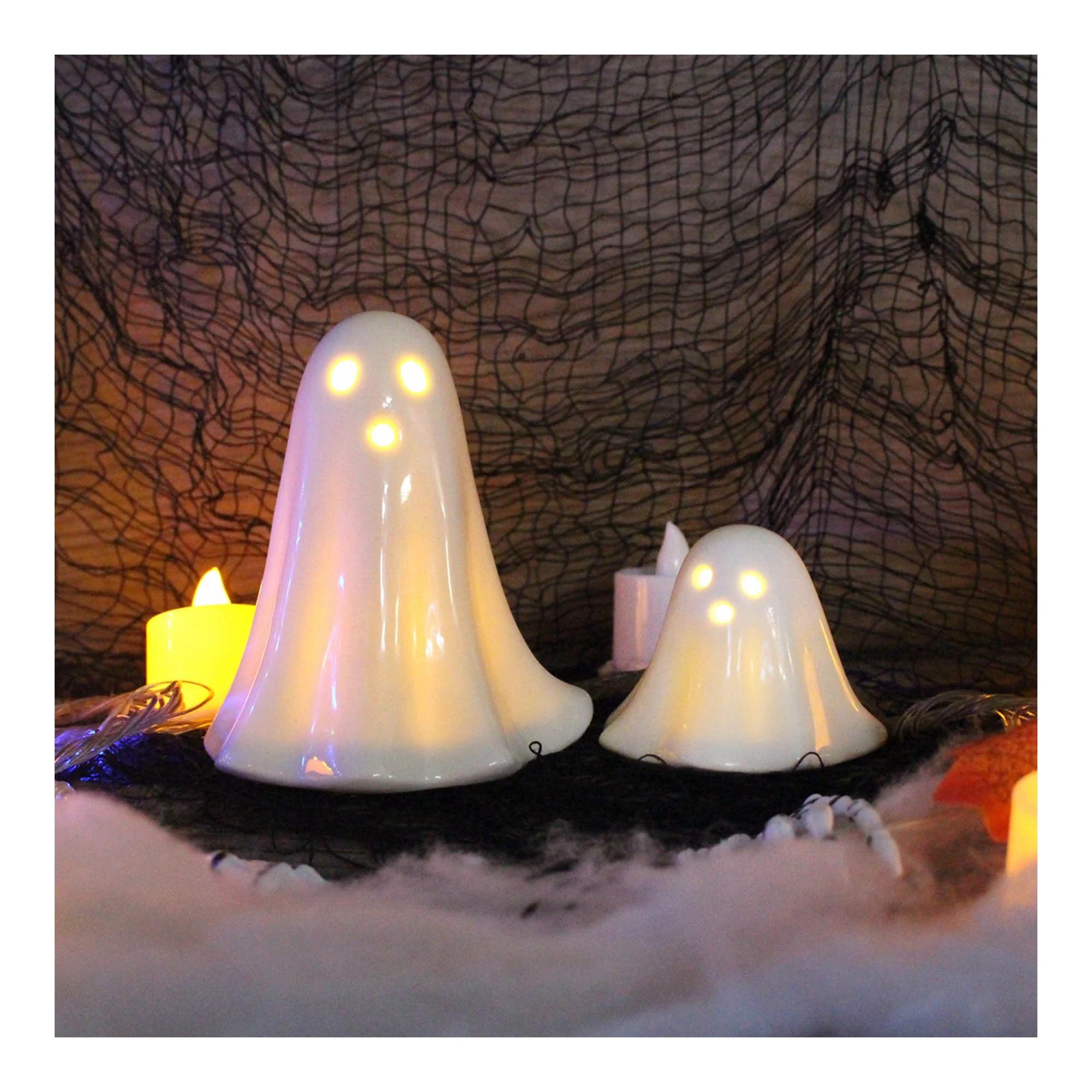 Ceramic Ghost Halloween Decorations Indoor, White Light Up Ghost Figurine, Halloween Decor LED Ce... | Walmart (US)