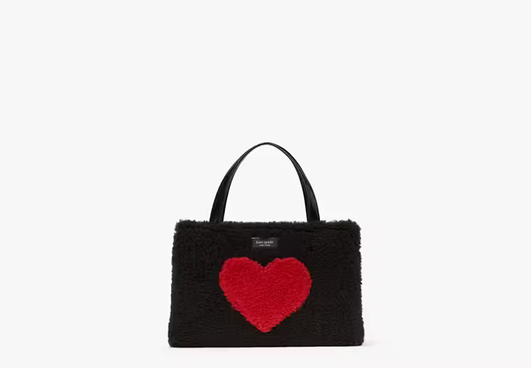 Sam Icon Intarsia Heart Faux Shearling Small Tote | Kate Spade (US)