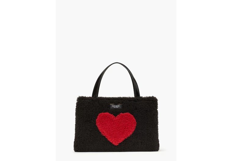 Sam Icon Intarsia Heart Faux Shearling Small Tote | Kate Spade (US)