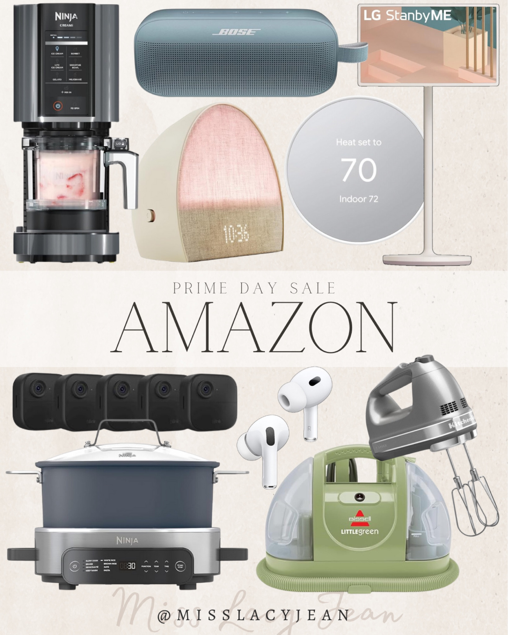 Amazon prime day deals include Ninja Creami, Hatch Sunrise Alarm, Google Nest, Ninja Foodi crockpot, Bose Soundlink, AirPods, Bissel Little Green machine, LG StandbyMe, Blink Cameras, kitchenAid hand mixer.

Amazon prime day, prime day deals, home deals, sale alert, home sale

#LTKFindsUnder100 #LTKSaleAlert #LTKHome