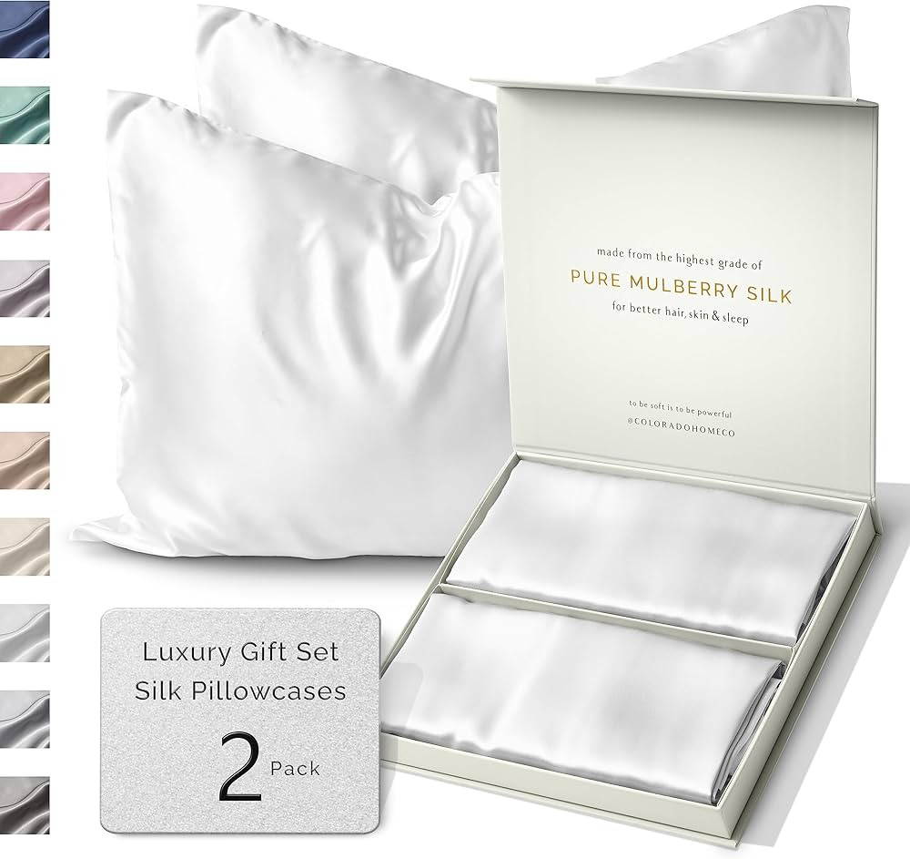 Colorado Home Co Silk Pillowcase 2 Pack - Silk Pillowcase for Hair and Skin - King Size Pillow Ca... | Amazon (US)