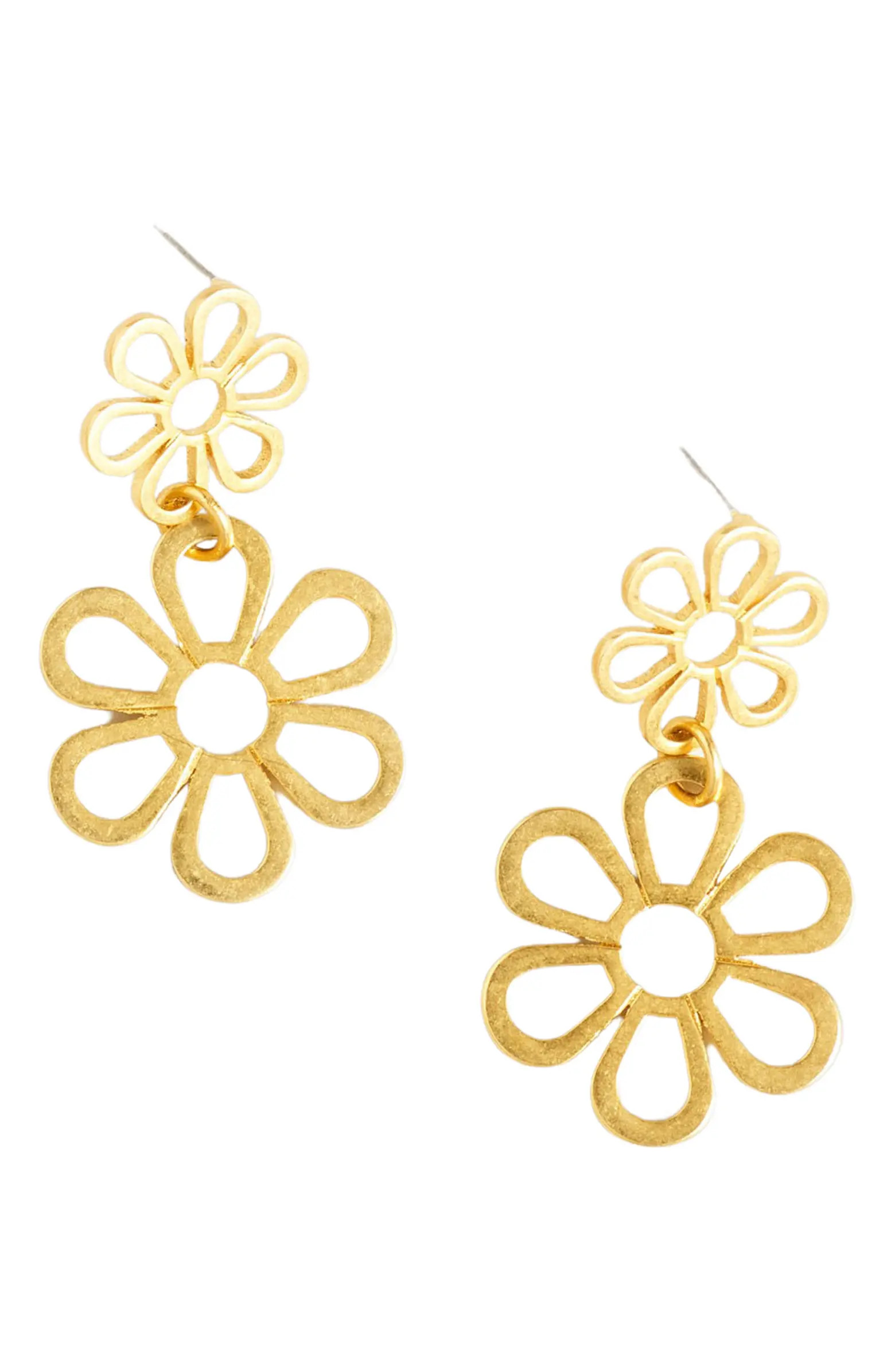 Madewell Double Flower Drop Earrings | Nordstrom | Nordstrom