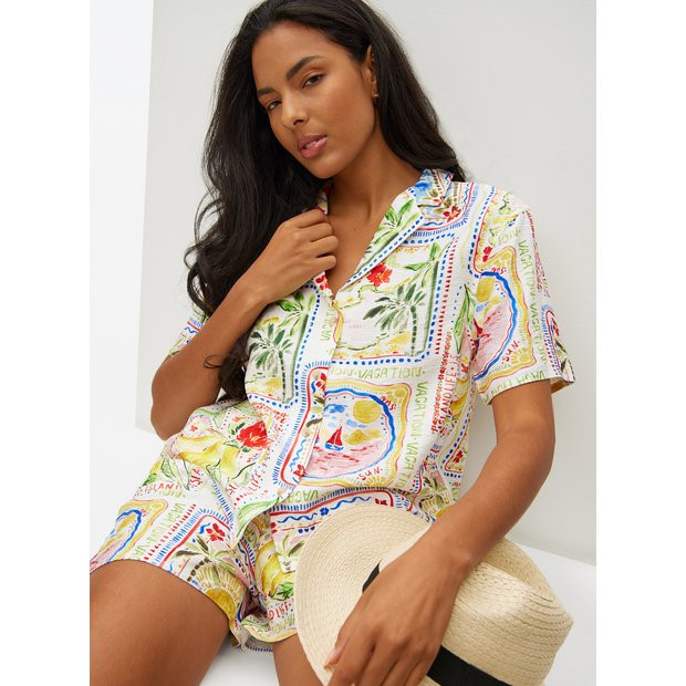 Multi Postcard Print Co-ord Shirt 10 | Tu Clothing