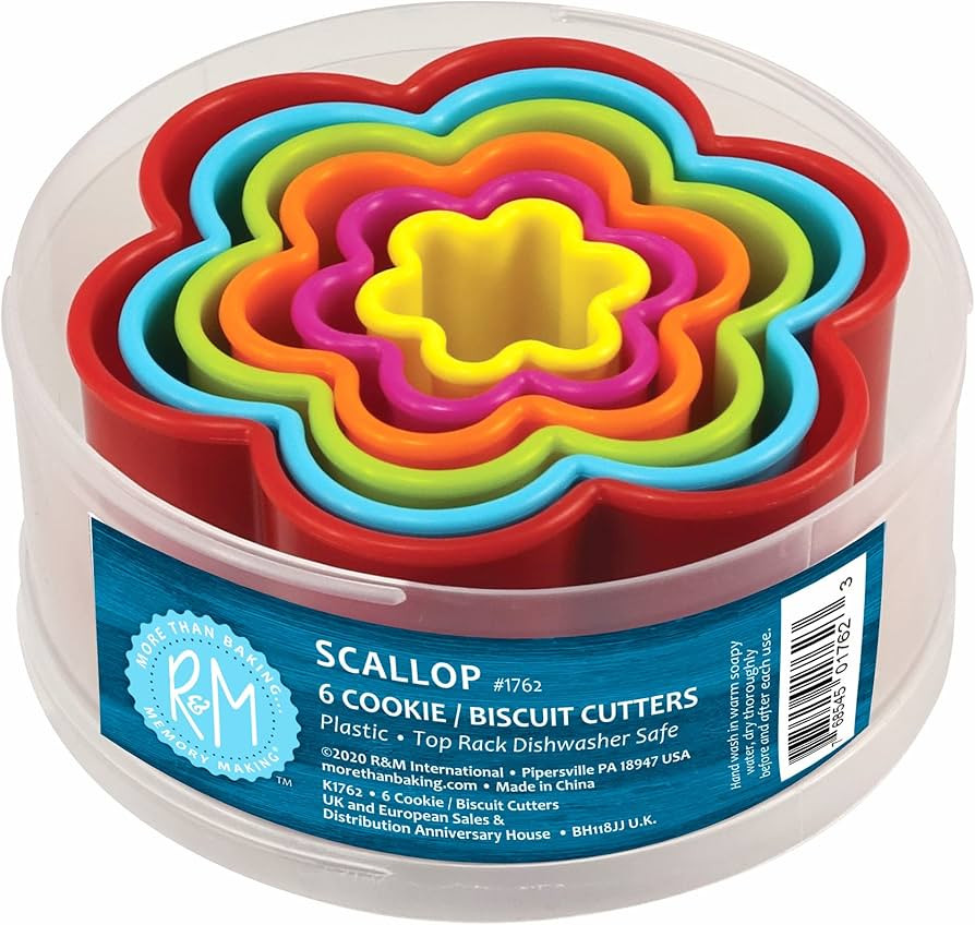 R&M International Scallop Flower Cookie and Biscuit Cutters, Assorted Sizes, Bright Colors, 6-Pie... | Amazon (US)