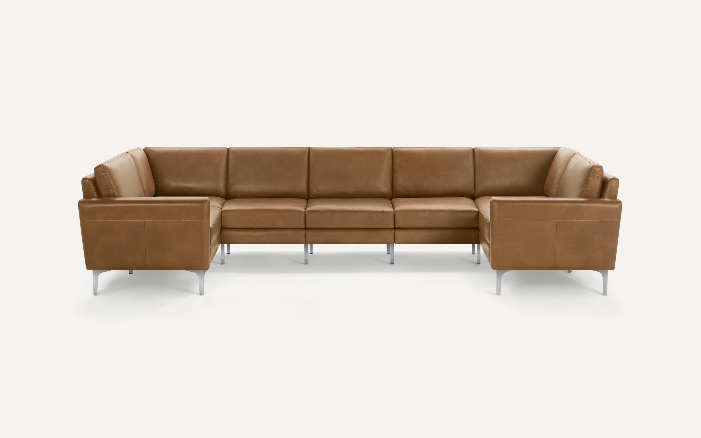 Block Nomad Leather 7-Seat U Sectional | Burrow
